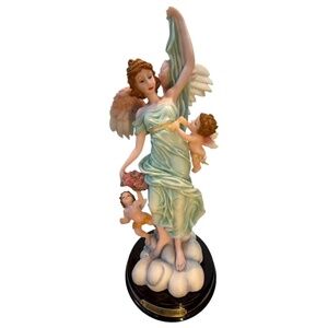 Leonardo Collection Fairy Angel with Baby Angel Statue Figurine - 15" Large 1997
